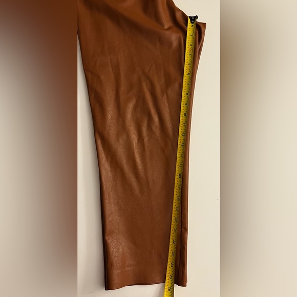 Commando Revolve Brown Faux Leather Crop Pants 7/8 Trouser High Rise Stretch - Picture 12 of 13